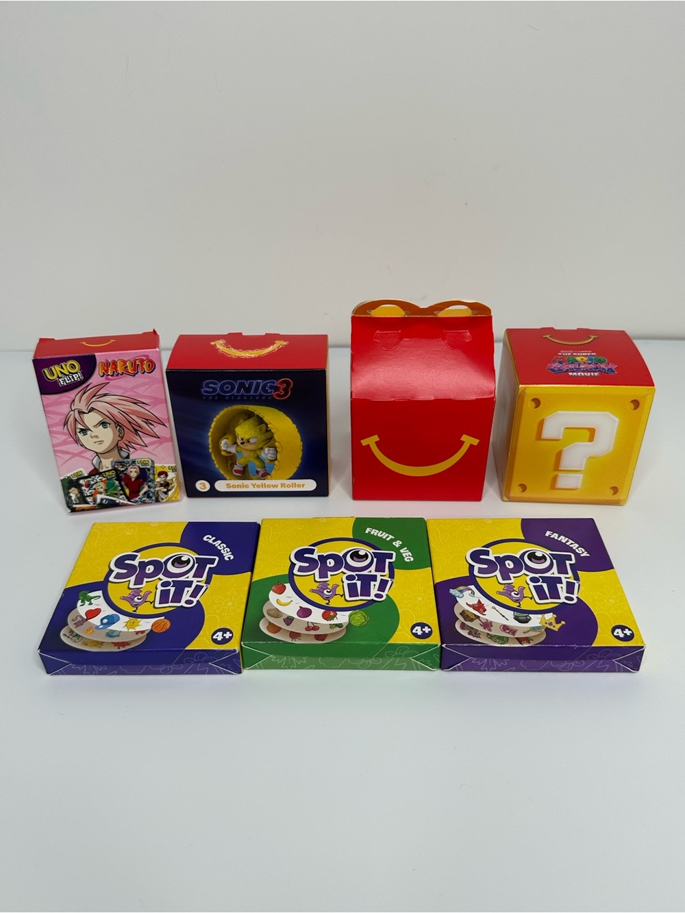 McDonald’s Happy Meal Toy Bundle Sonic Naruto Mario Spot It Lot of 7